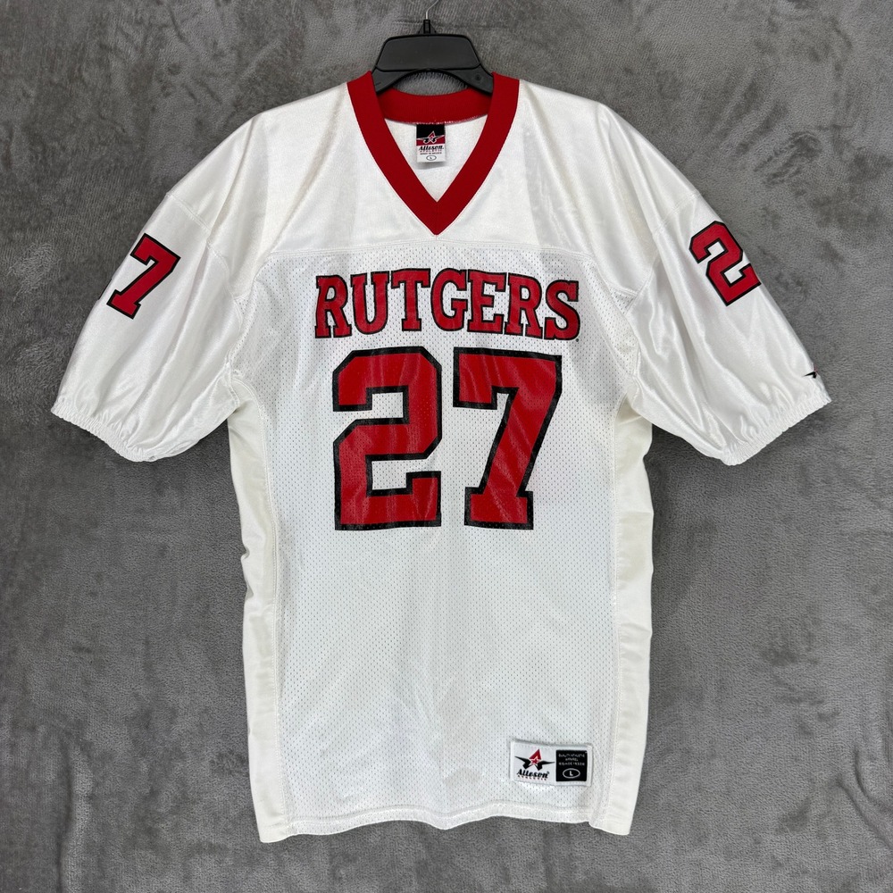 Alleson Athletic Rutgers Football Jersey Mens L White Red #27 Mesh NCAA NCAA